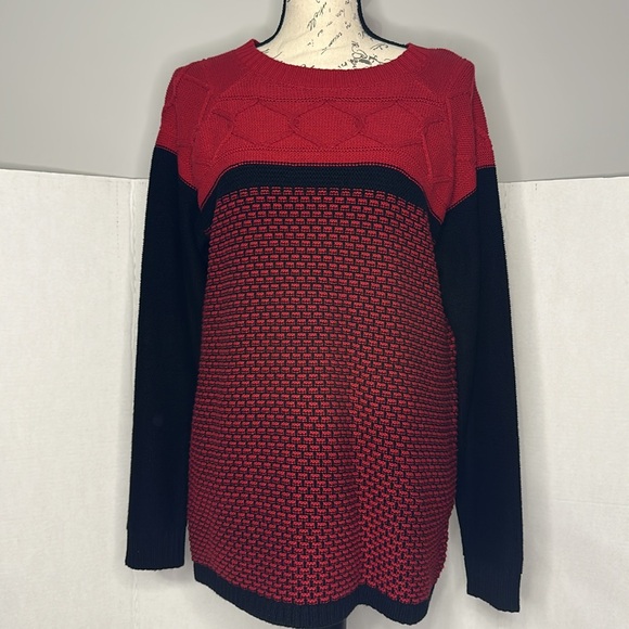 Karen Scott | Red & Black Pull Over Pull-Over Holiday Sweater | Size L - Picture 4 of 8
